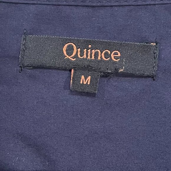 EUC Quince 100% Cotton Poplin Tiered Mini Dress Navy Blue Medium - Picture 7 of 9